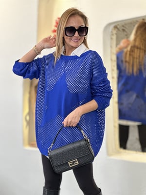 Yıldızlı File Detay Saks Oversize Triko