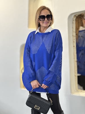 Yıldızlı File Detay Saks Oversize Triko