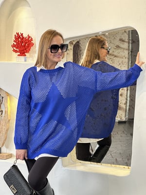 Yıldızlı File Detay Saks Oversize Triko