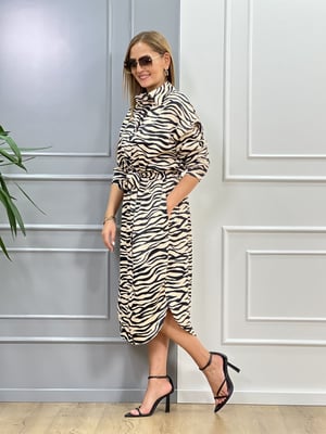 Zebra Desen Saten Elbise