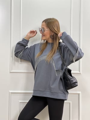 Zincirli Gri Sweatshirt