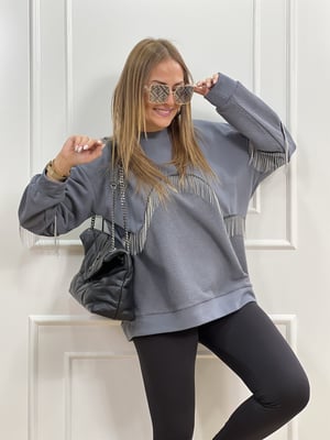 Zincirli Gri Sweatshirt