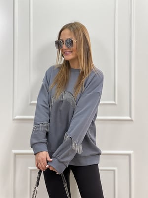 Zincirli Gri Sweatshirt