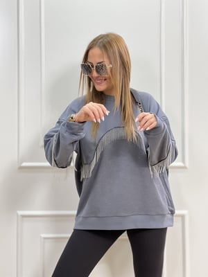 Zincirli Gri Sweatshirt