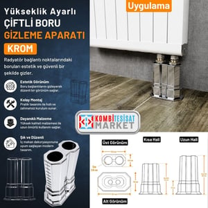 Uzun Çiftli Boru Gizleme Krom 20 cm