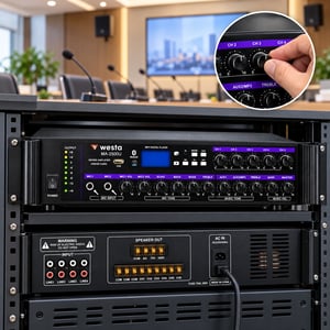 Westa WM-2500U 500 Watt 100V-70V-8 Ohm USB-SD-BT 6 Bölgeli Trafolu Mixer Amfi