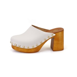 Kadın Bej Topuklu Deri Sabo