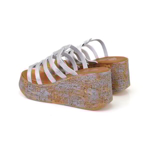 Kadın Gümüş Dolgu Topuklu Deri Terlik