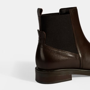 Kadın Kahve Lastik Detaylı Deri Bot