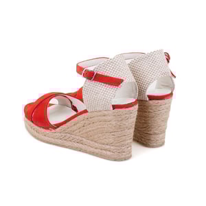 Kadın Kırmızı Dolgu Topuk Süet Espadril Sandalet