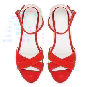 Kadın Kırmızı Dolgu Topuk Süet Espadril Sandalet