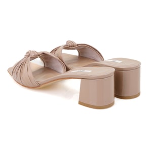 Kadın Krem Rugan Deri Terlik