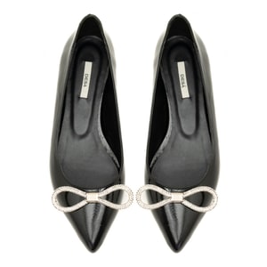 Kadın Siyah Rugan Deri Babet