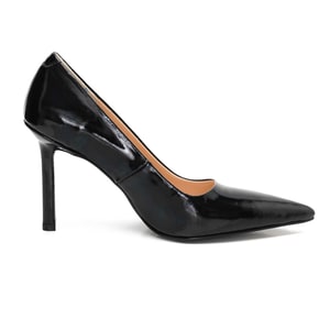 Kadın Siyah Rugan Deri Stiletto