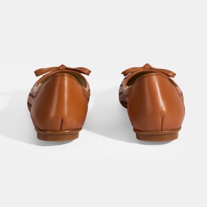 Kadın Taba Örgü Detaylı Fiyonklu Deri Babet