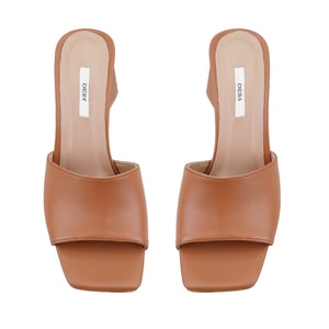 Kadın Taba Topuklu Napa Deri Terlik