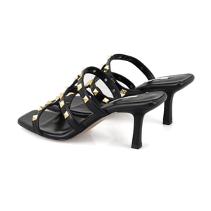 Kristen Siyah Kadın Topuklu Deri Terlik