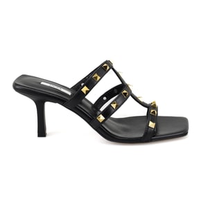 Kristen Siyah Kadın Topuklu Deri Terlik