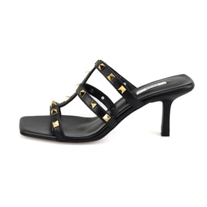 Kristen Siyah Kadın Topuklu Deri Terlik