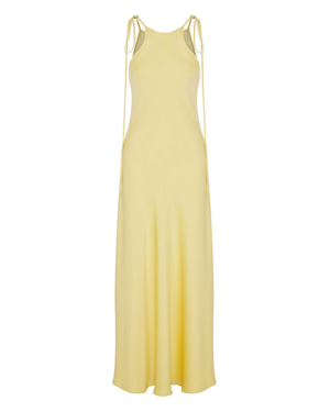 Addie Satin Long Dress in Lime Light