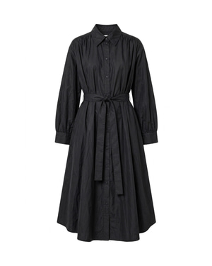 Alva Belted Midi Shirt Dress Black