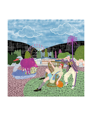 Aphrodite & Adonis Printed Scarf in Silk