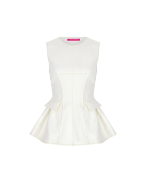 Aspen Ecru Gabardine Peplum Top