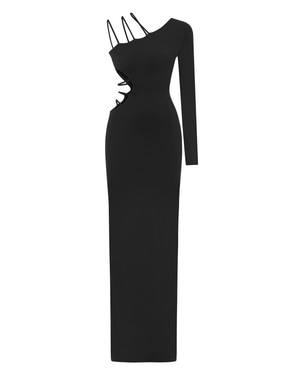 Aurora One Shoulder Black Maxi Dress