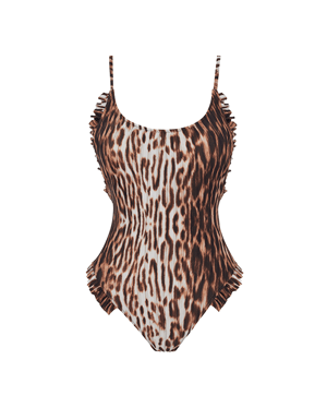 Ava Leopard Pattern Swimsuit With Ruffle Details