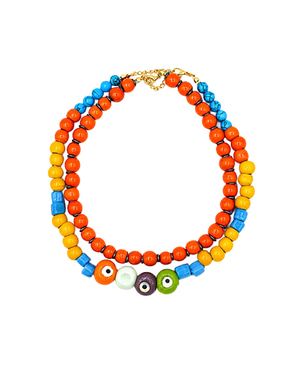 Bodrum Bead & Eye Detailed Double Necklace