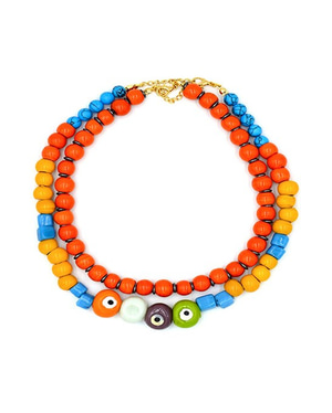 Bodrum Bead & Eye Detailed Double Necklace