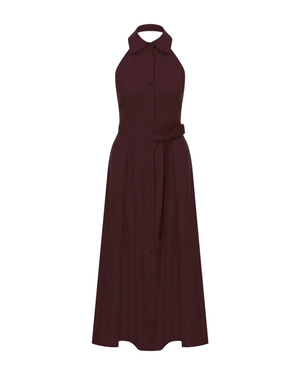 Carrie Linen Midi Dress Burnt Siena