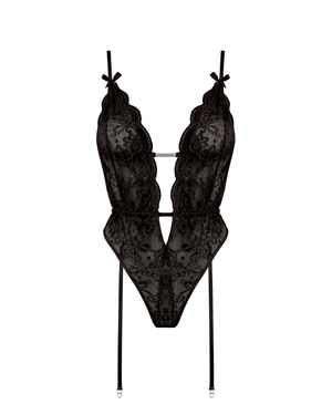 Darelia Lace Detail Bodysuit in Black