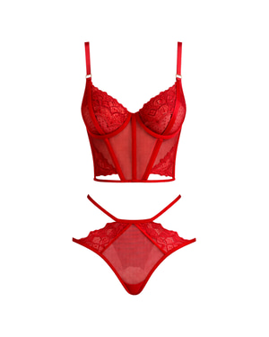 Desireline Bustier Set in Red