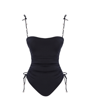Diana Black Swimsuit With Real Pearl Details