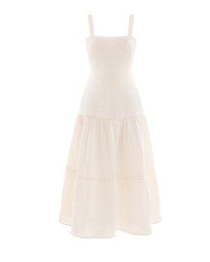 Ella White Midi Linen Dress