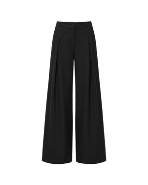 Fara Pleated Wide-Leg Trousers Black