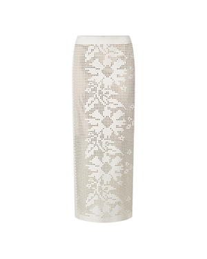 Flower Perforated Leather Maxi Skirt