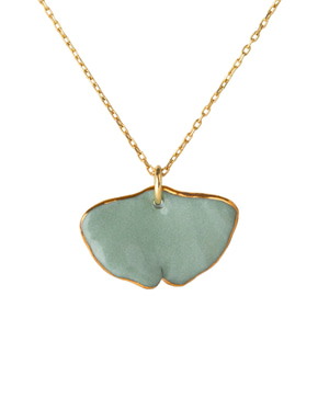 Gingko Porcelain Necklace - Sage