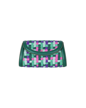 Hand-Crocheted Raffia Bag with Leather Details