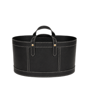 Handmade Genuine Leather Blanket Storage Basket
