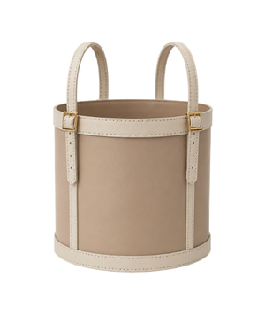 Handmade Genuine Leather Round Storage Basket