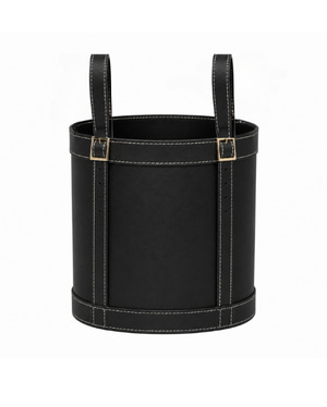 Handmade Genuine Leather Round Storage Basket
