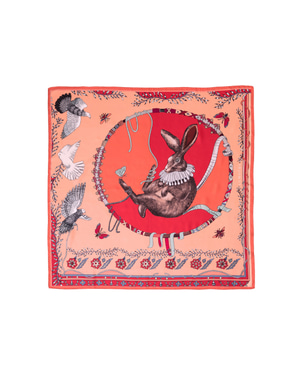 Healer Time / Rabbit & Pigeons Dusty Pink Silk Twill 53 cm Bandana