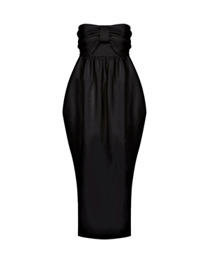 Jeanne Balloon Midi Dress Black