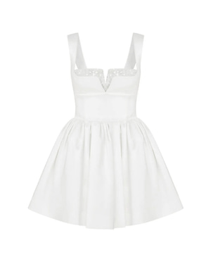 Leanne Satin Mini Dress Lily White