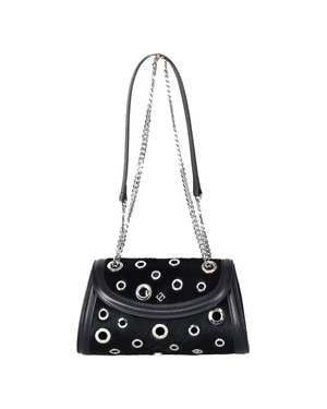 Leather Shoulder Bag with Metal Accessories