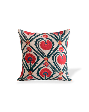 Linen Pillow Cover - Pink Suzani