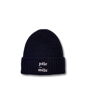 Logo Embroidered Navy Beanie