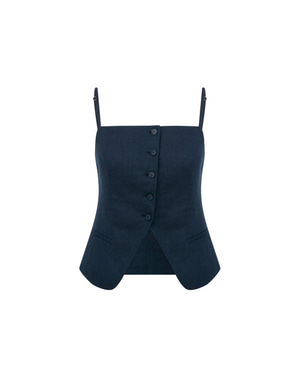 Marona Linen Top Dark Navy